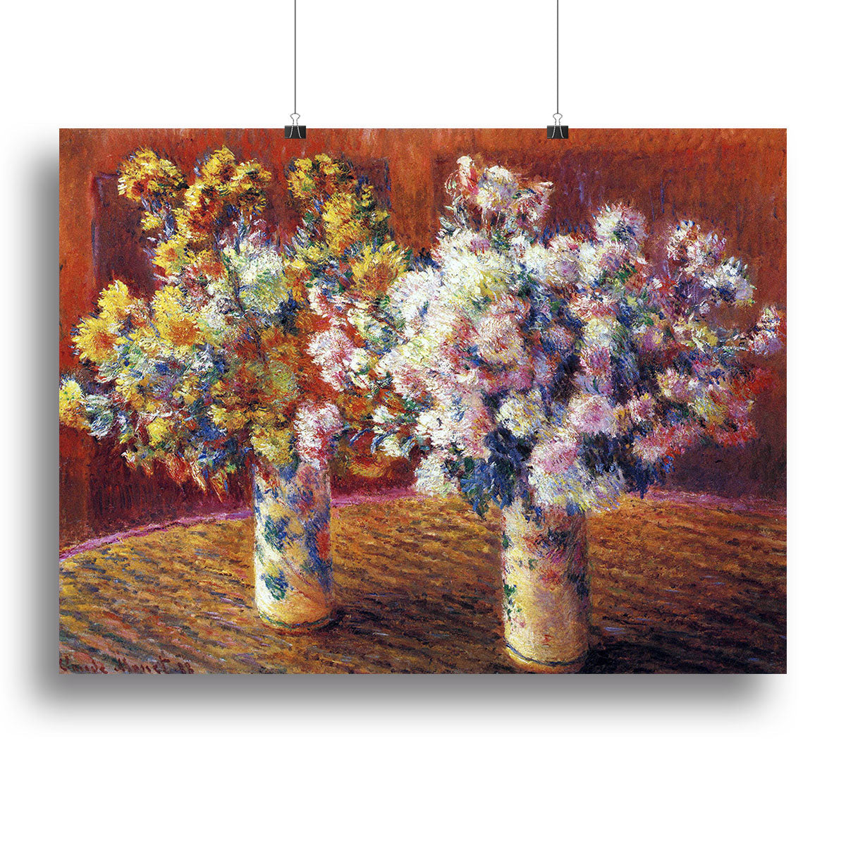 Two vases with Chrysanthemums by Monet Poster - Unframed