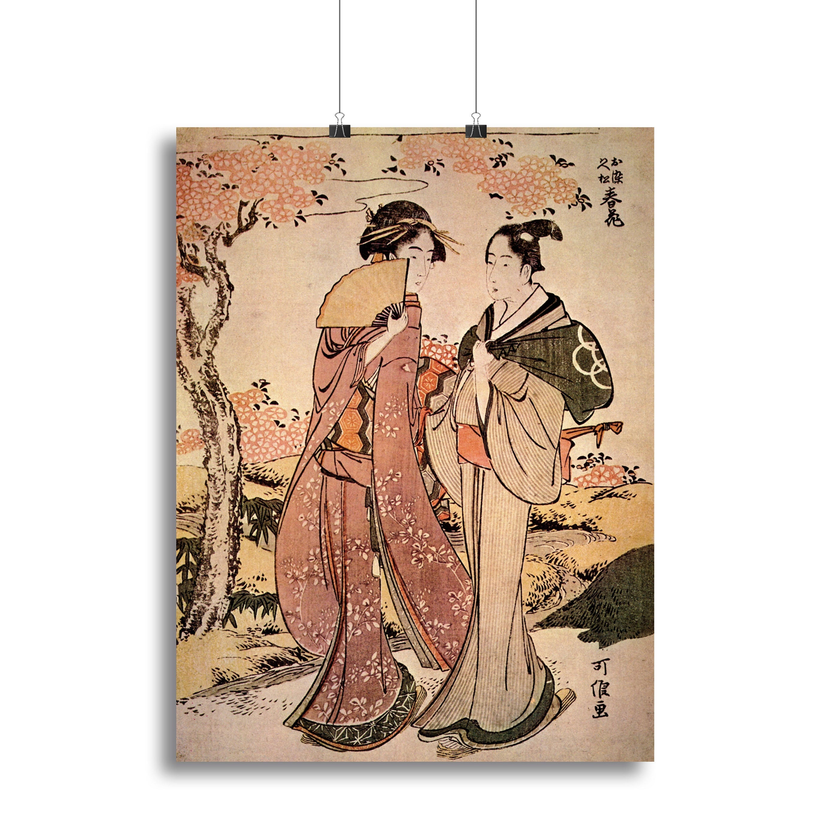 Two women by Hokusai Poster - Unframed