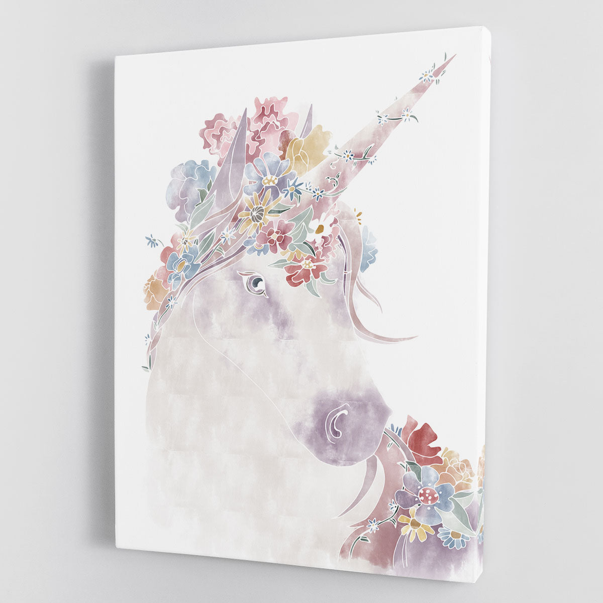 Unicorn Floral Canvas Print or Poster - 1x - 1