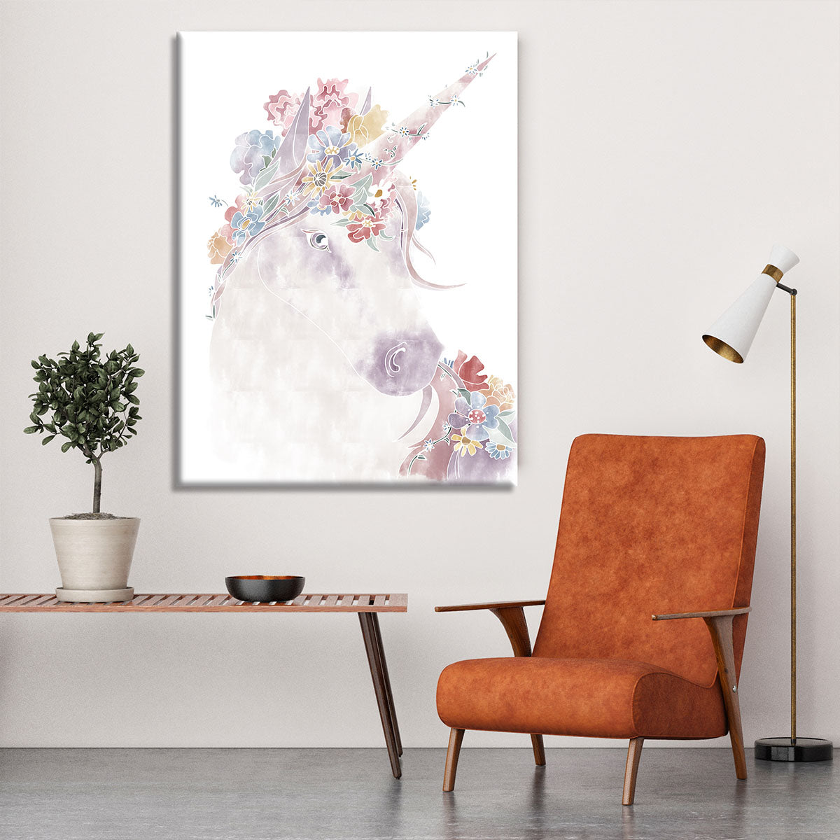 Unicorn Floral Canvas Print or Poster - 1x - 6