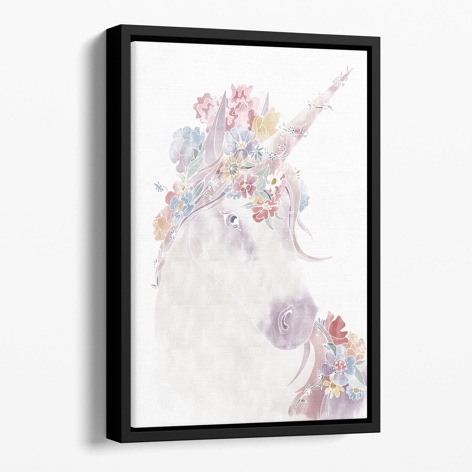 Unicorn Floral Floating Framed Canvas - 1x - 1