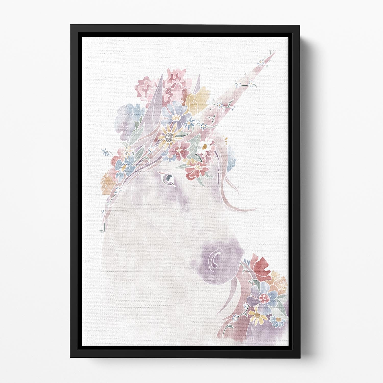 Unicorn Floral Floating Framed Canvas - 1x - 2