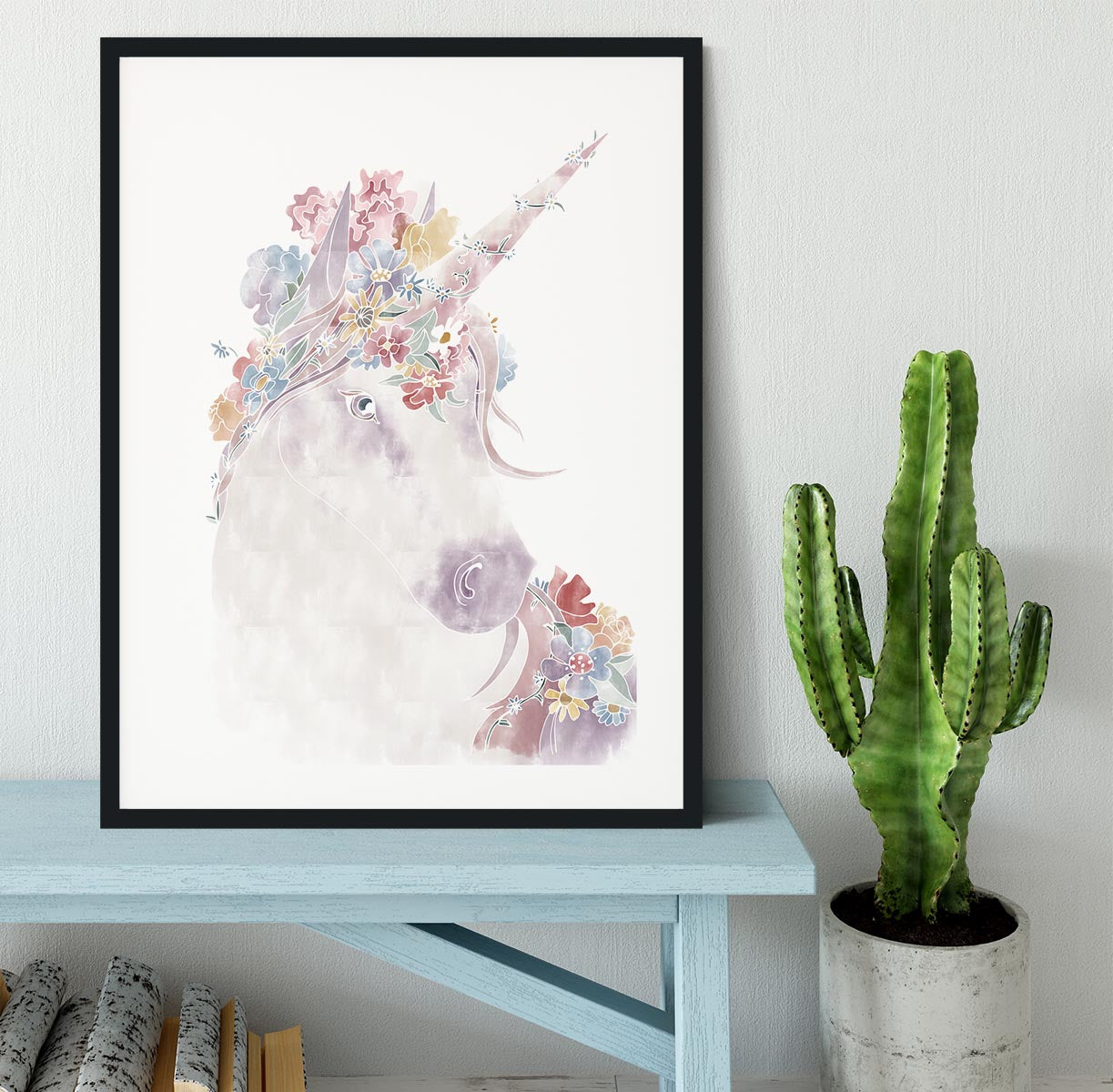 Unicorn Floral Framed Print - 1x - 1