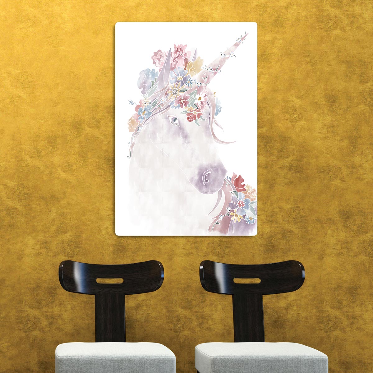 Unicorn Floral Acrylic Block - 1x - 2