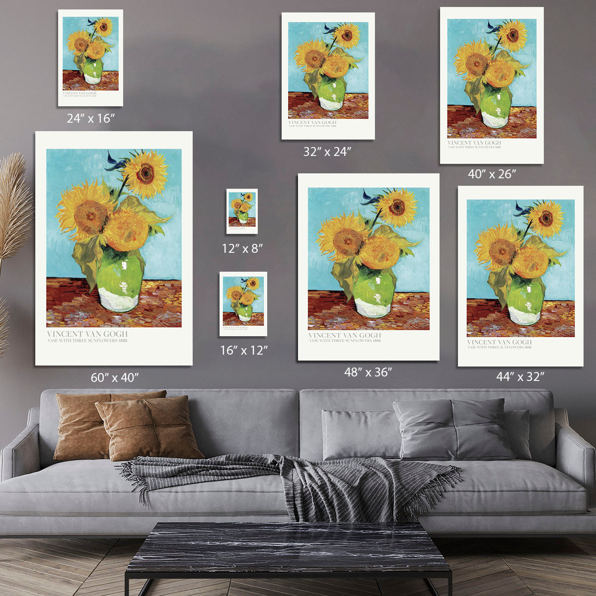 Vase With Three Sunflowers Titled Canvas Print or Poster - Canvas Art Rocks - 7