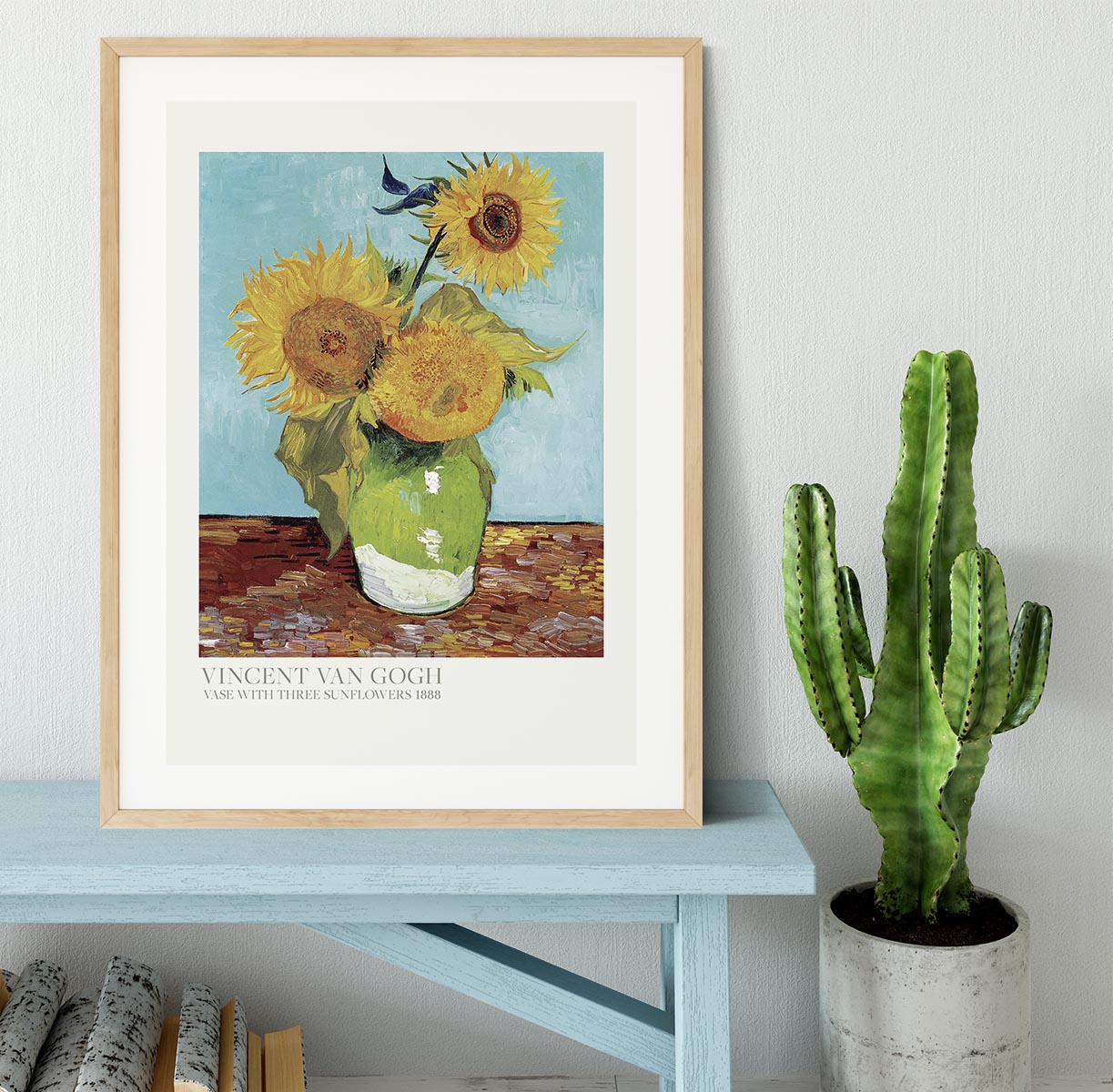 Vase With Three Sunflowers Titled Framed Print - Canvas Art Rocks - 3