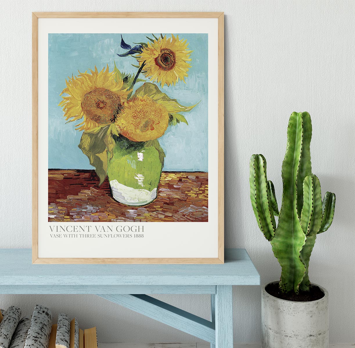 Vase With Three Sunflowers Titled Framed Print - Canvas Art Rocks - 4