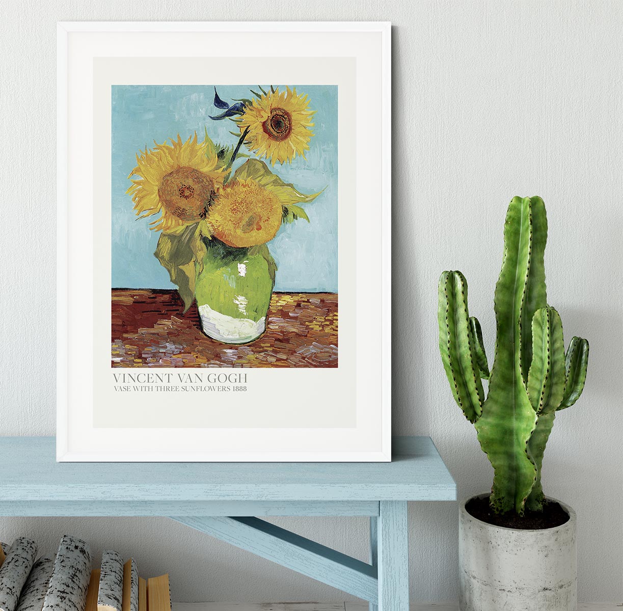 Vase With Three Sunflowers Titled Framed Print - Canvas Art Rocks - 5