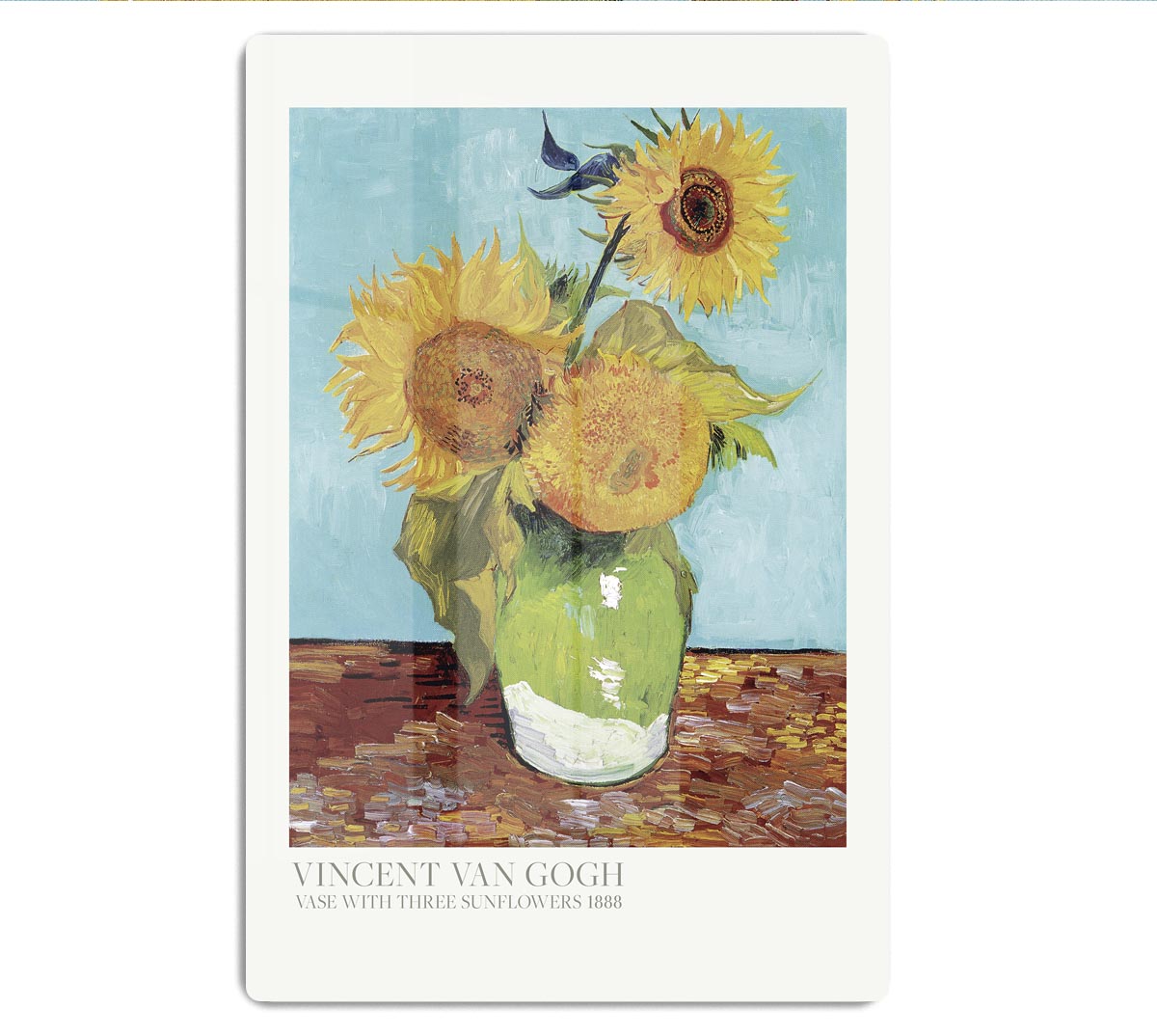 Vase With Three Sunflowers Titled Acrylic Block - Canvas Art Rocks - 1