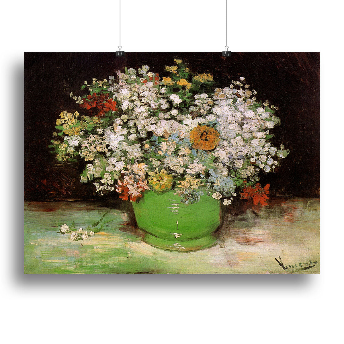 Vase with Zinnias and Other Flowers by Van Gogh Poster - Unframed