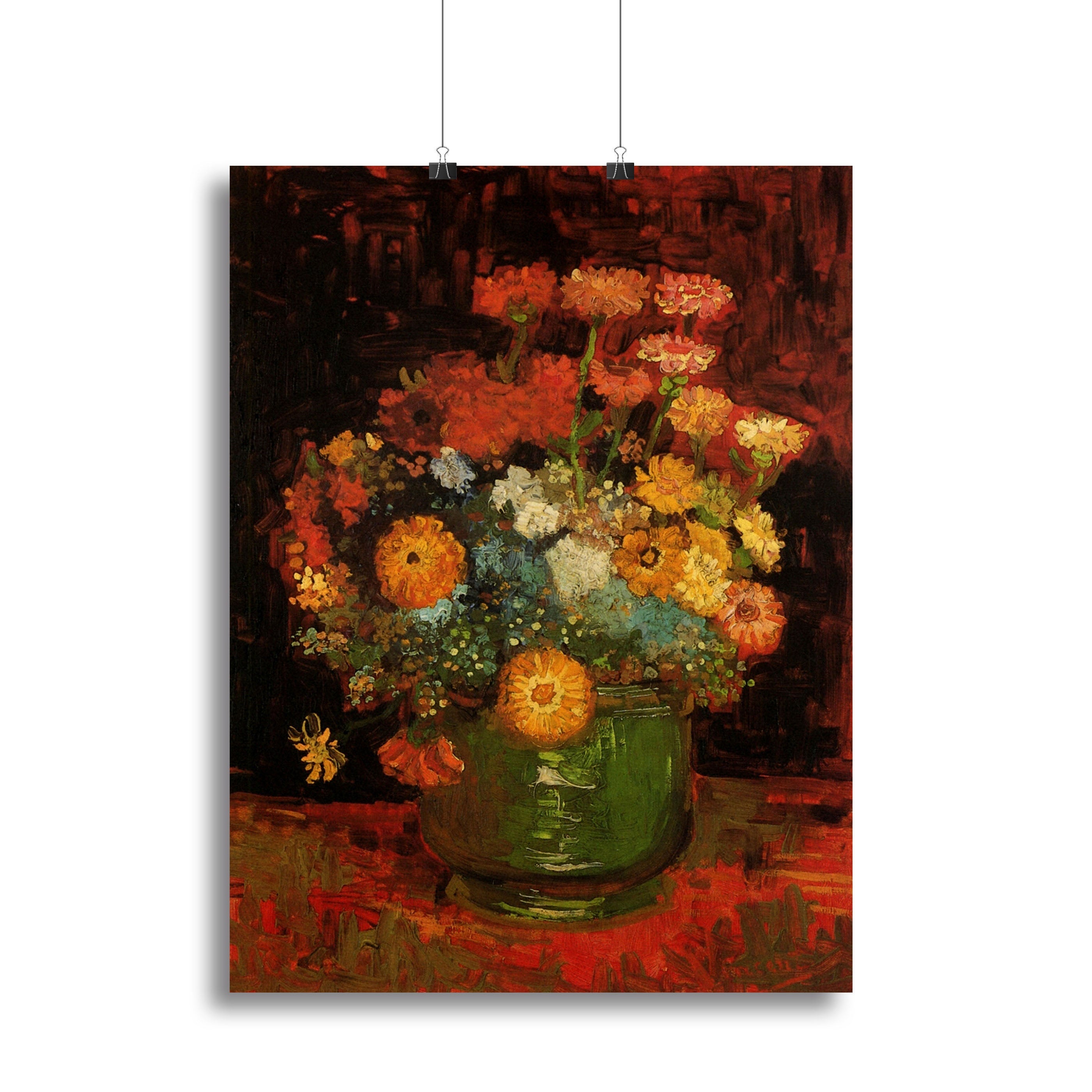 Vase with Zinnias by Van Gogh Poster - Unframed