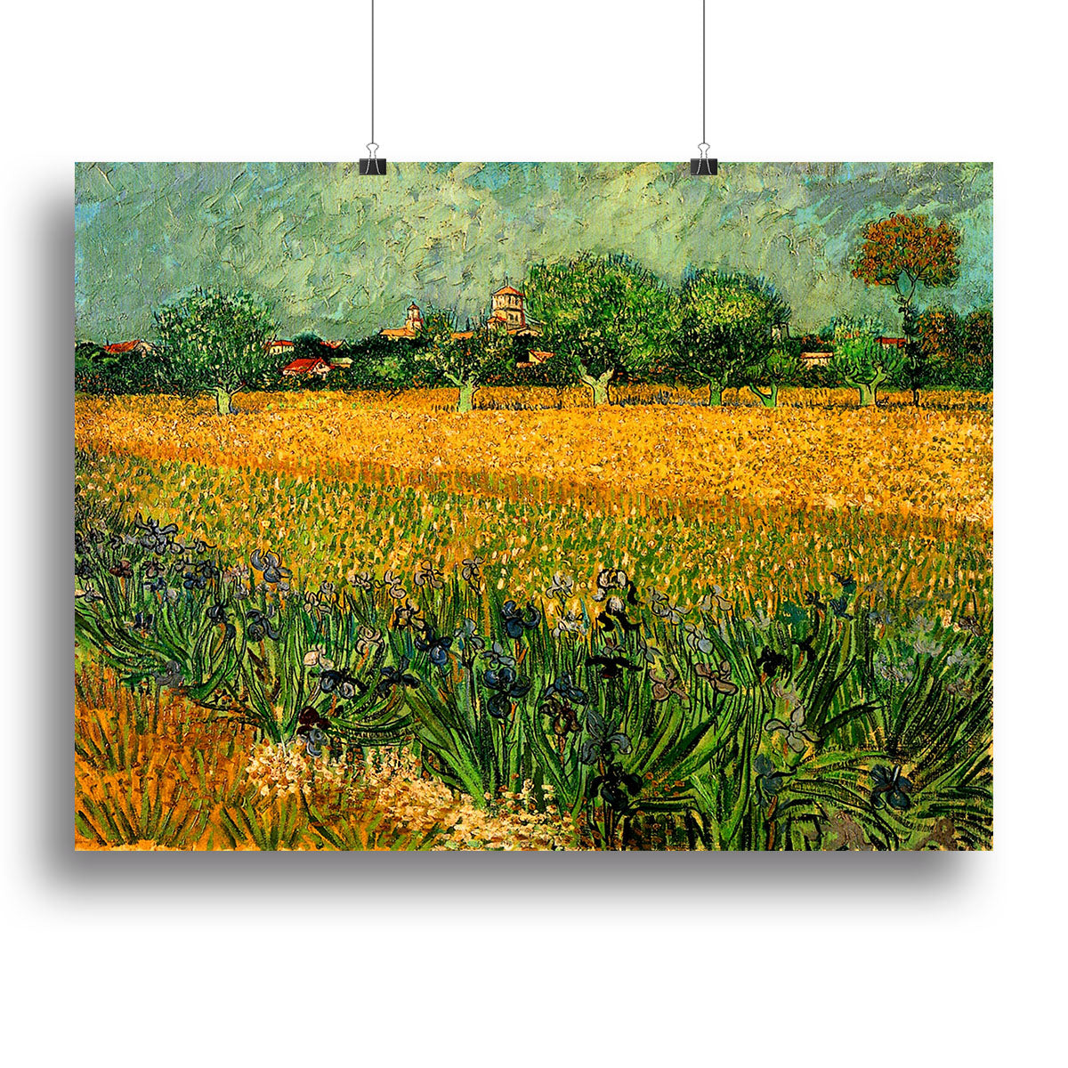 View of Arles with Irises in the Foreground by Van Gogh Poster - Unframed