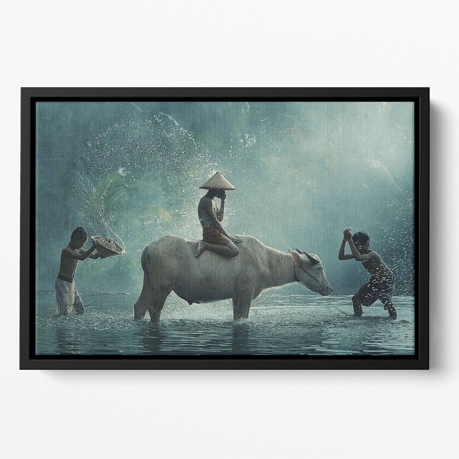 Water Buffalo Floating Framed Canvas - 1x - 2