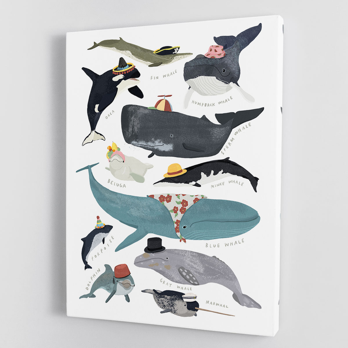 Whales In Hats Canvas Print or Poster - 1x - 1