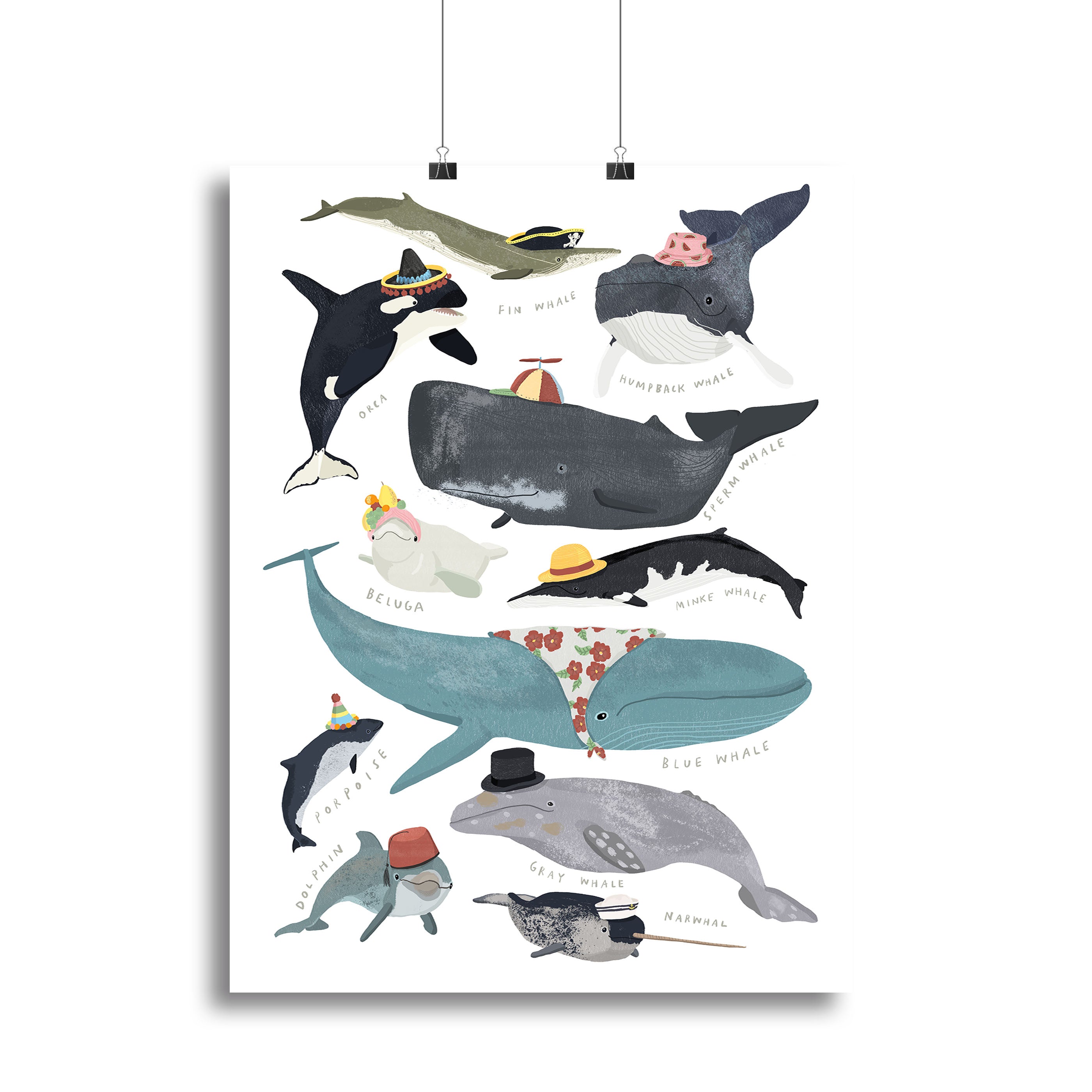 Whales In Hats Canvas Print or Poster - 1x - 2