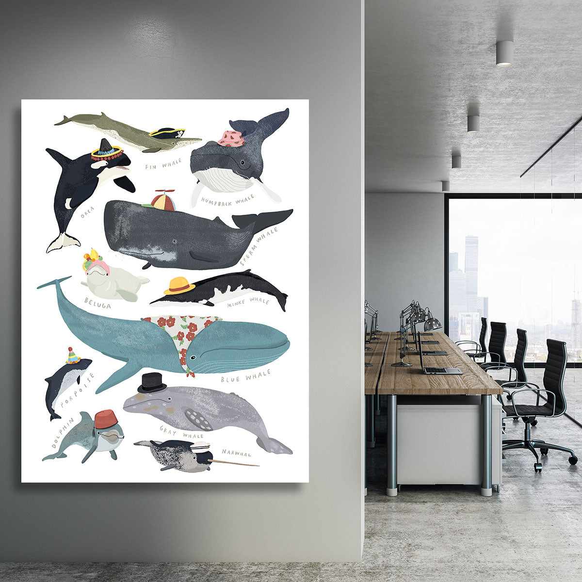 Whales In Hats Canvas Print or Poster - 1x - 3