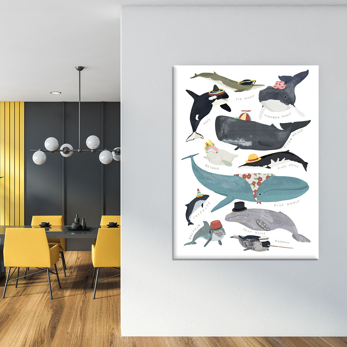 Whales In Hats Canvas Print or Poster - 1x - 4