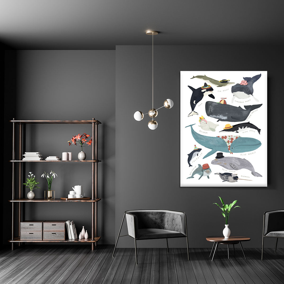 Whales In Hats Canvas Print or Poster - 1x - 5