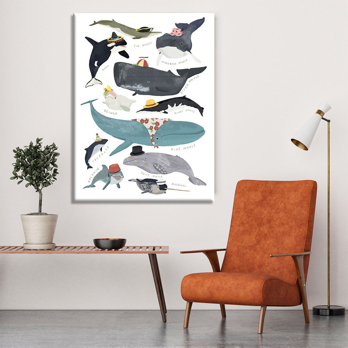 Whales In Hats Canvas Print or Poster - 1x - 6