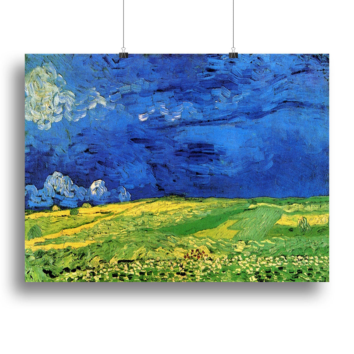 Wheat Field Under Clouded Sky by Van Gogh Poster - Unframed