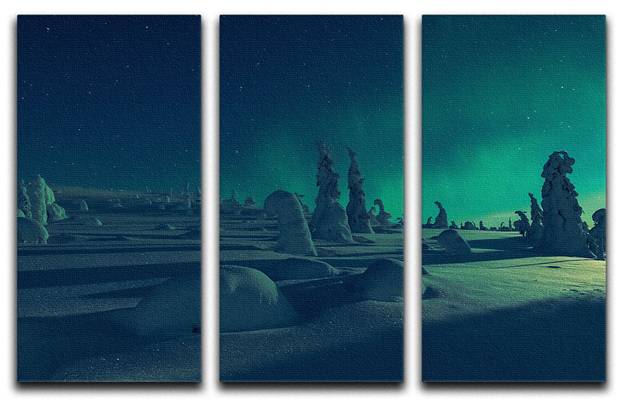 When moonlight meet polar lights 3 Split Panel Canvas Print - Canvas Art Rocks - 1