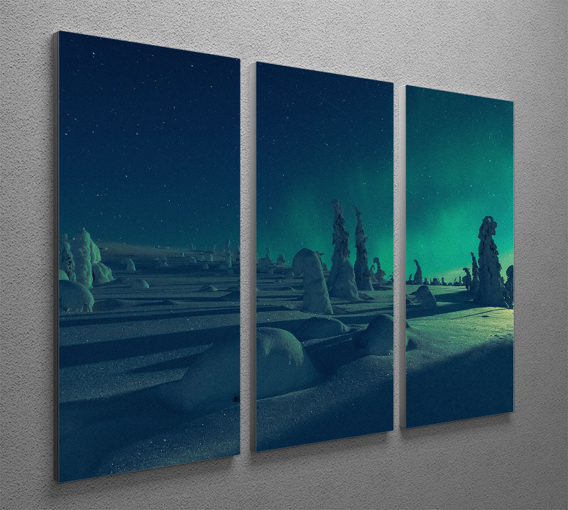 When moonlight meet polar lights 3 Split Panel Canvas Print - Canvas Art Rocks - 2