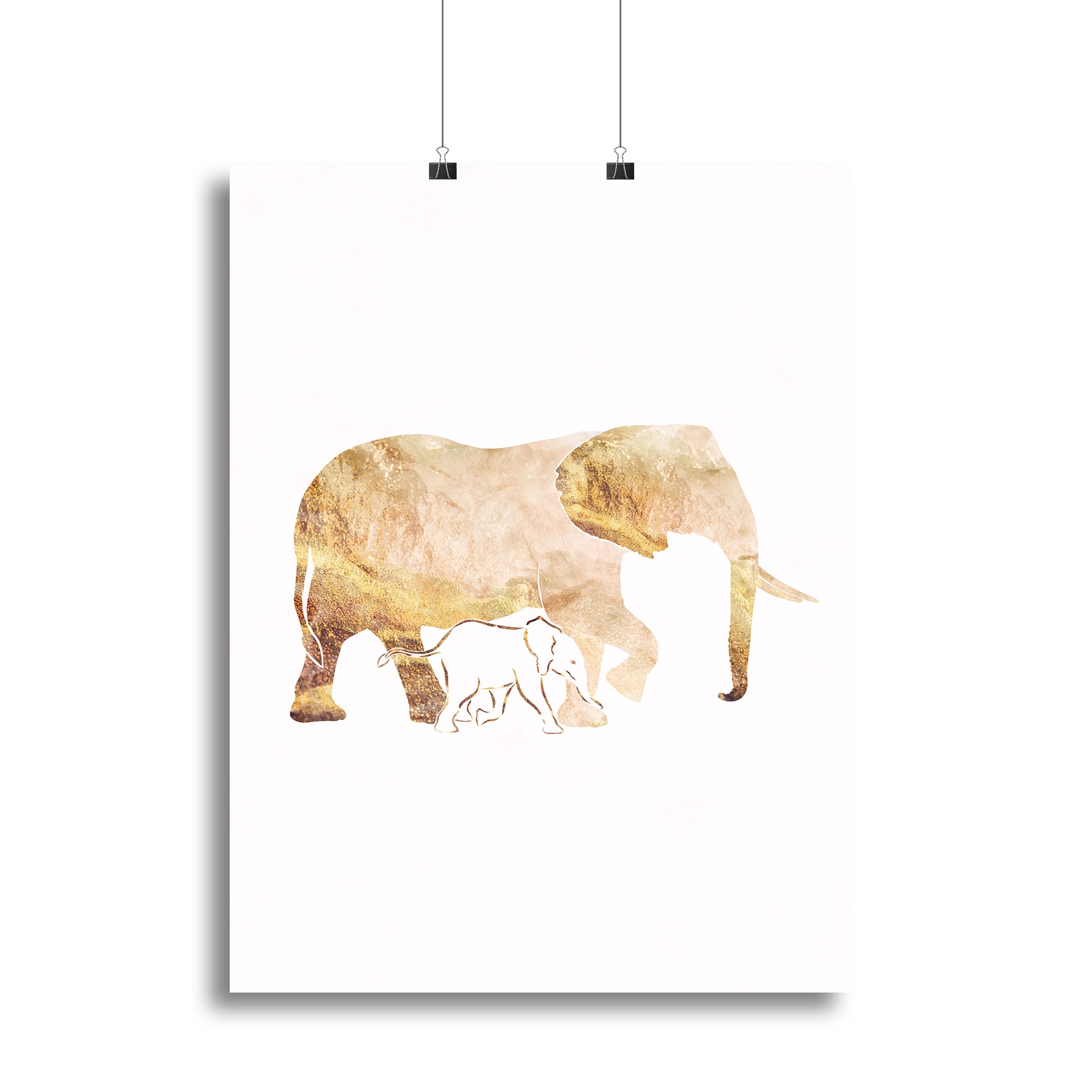 White Gold Elephant Canvas Print or Poster - 1x - 2