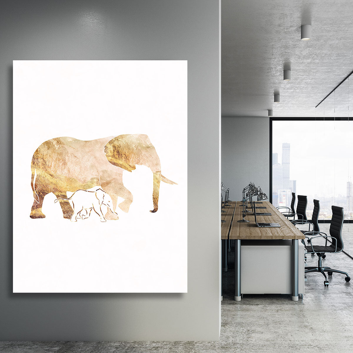 White Gold Elephant Canvas Print or Poster - 1x - 3