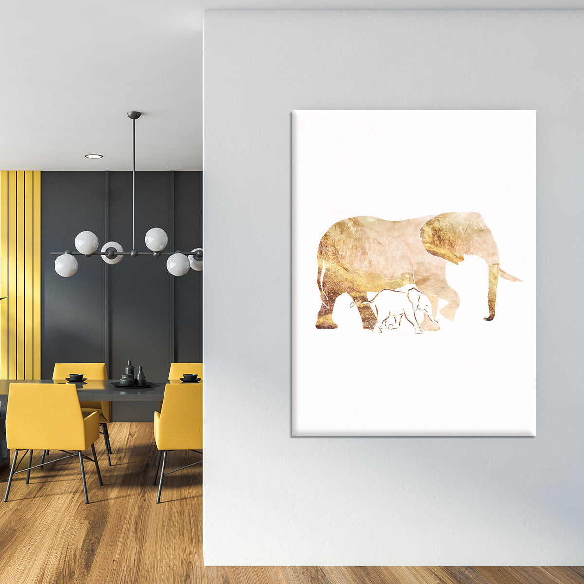 White Gold Elephant Canvas Print or Poster - 1x - 4