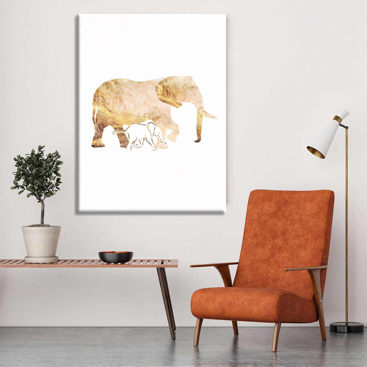 White Gold Elephant Canvas Print or Poster - 1x - 6