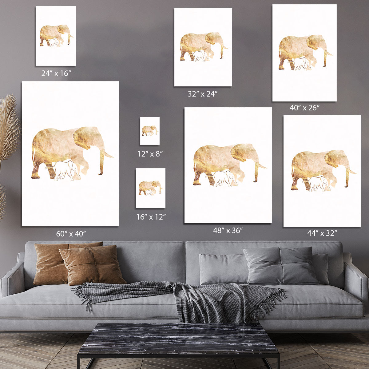 White Gold Elephant Canvas Print or Poster - 1x - 7