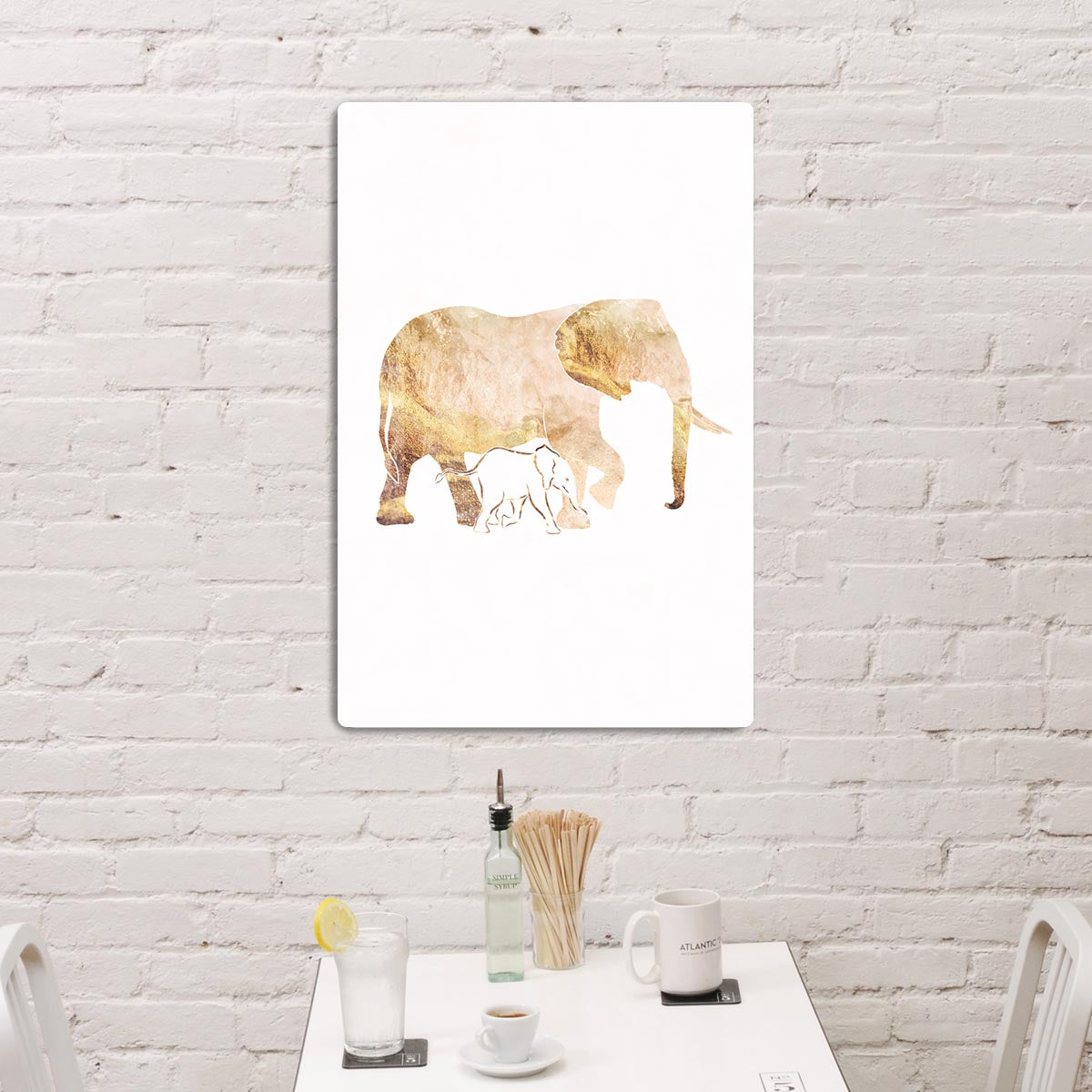 White Gold Elephant Acrylic Block - 1x - 3