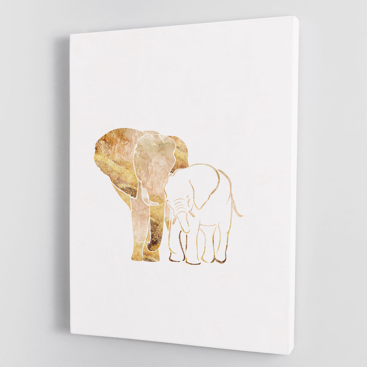 White Gold Elephants Canvas Print or Poster - 1x - 1