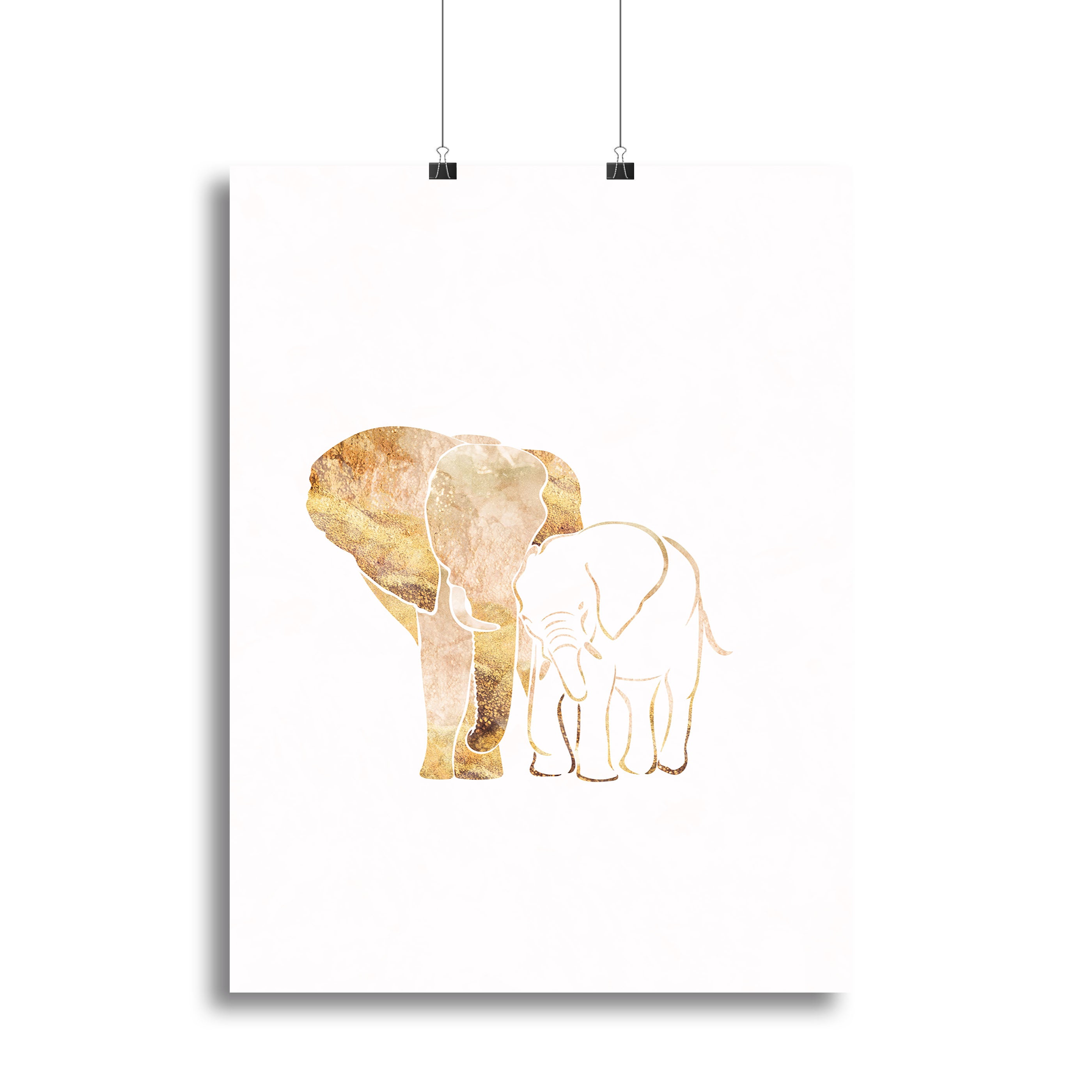 White Gold Elephants Canvas Print or Poster - 1x - 2