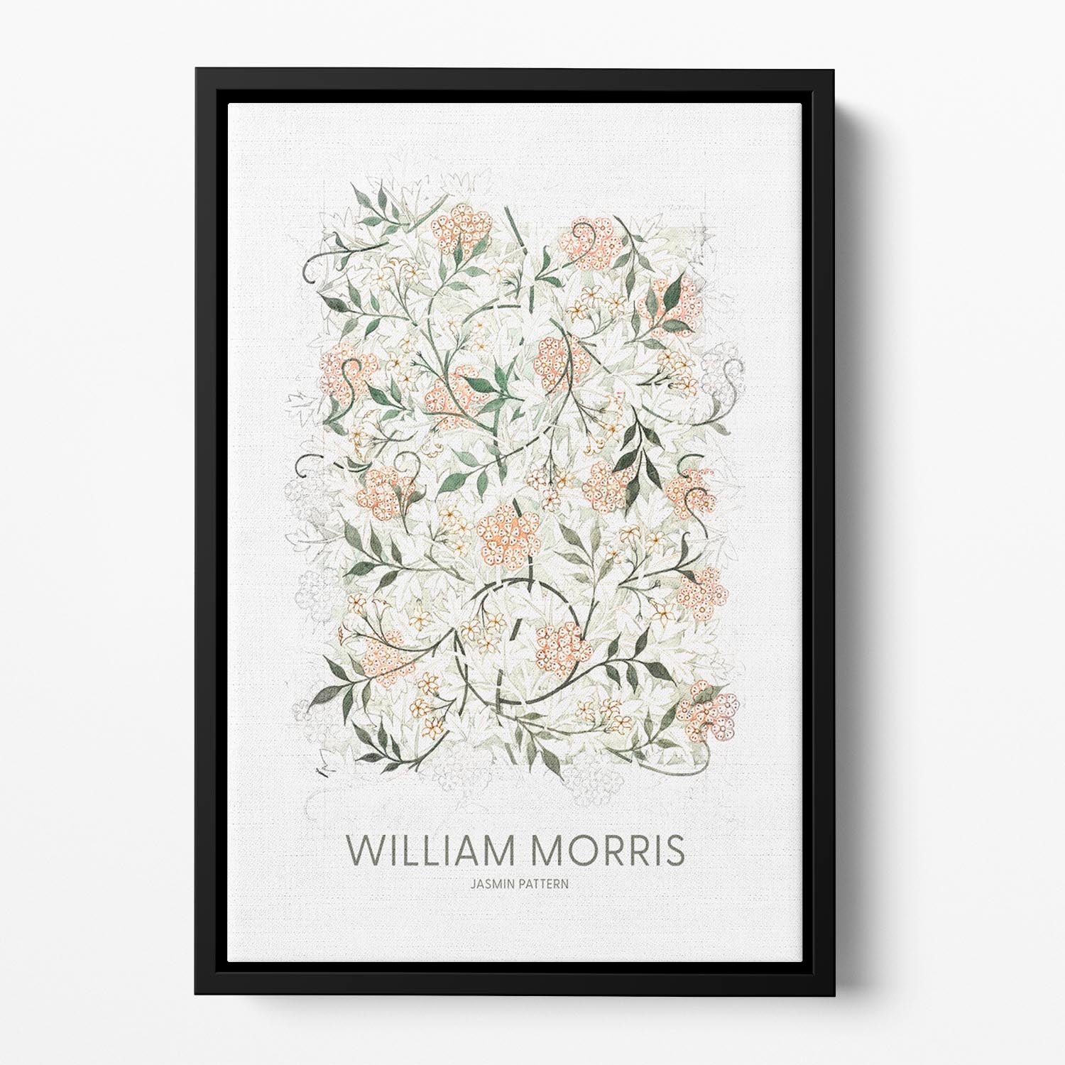 William Morris Jasmine Floating Framed Canvas - Canvas Art Rocks - 2