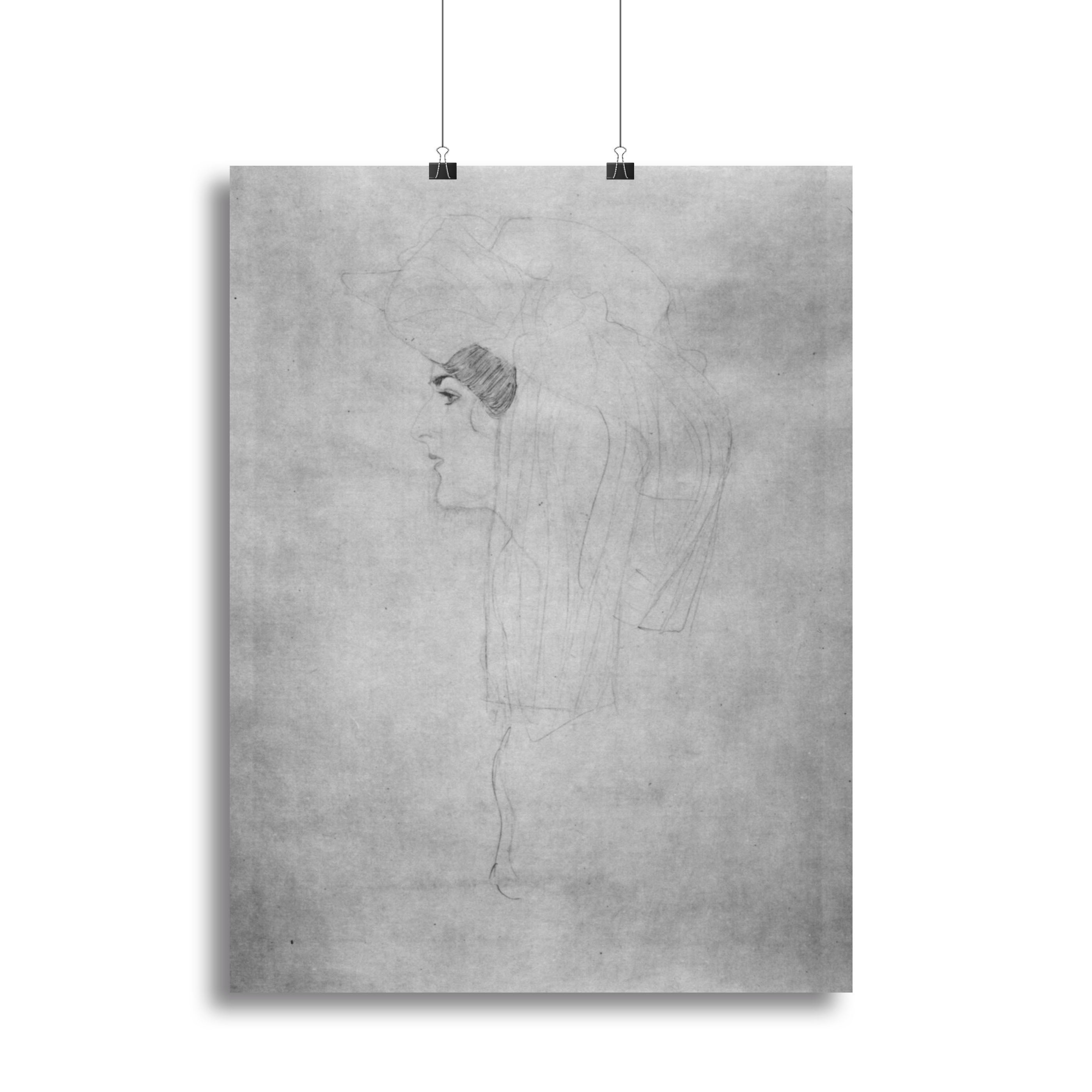 Woman with hat in profile by Klimt Poster - Unframed