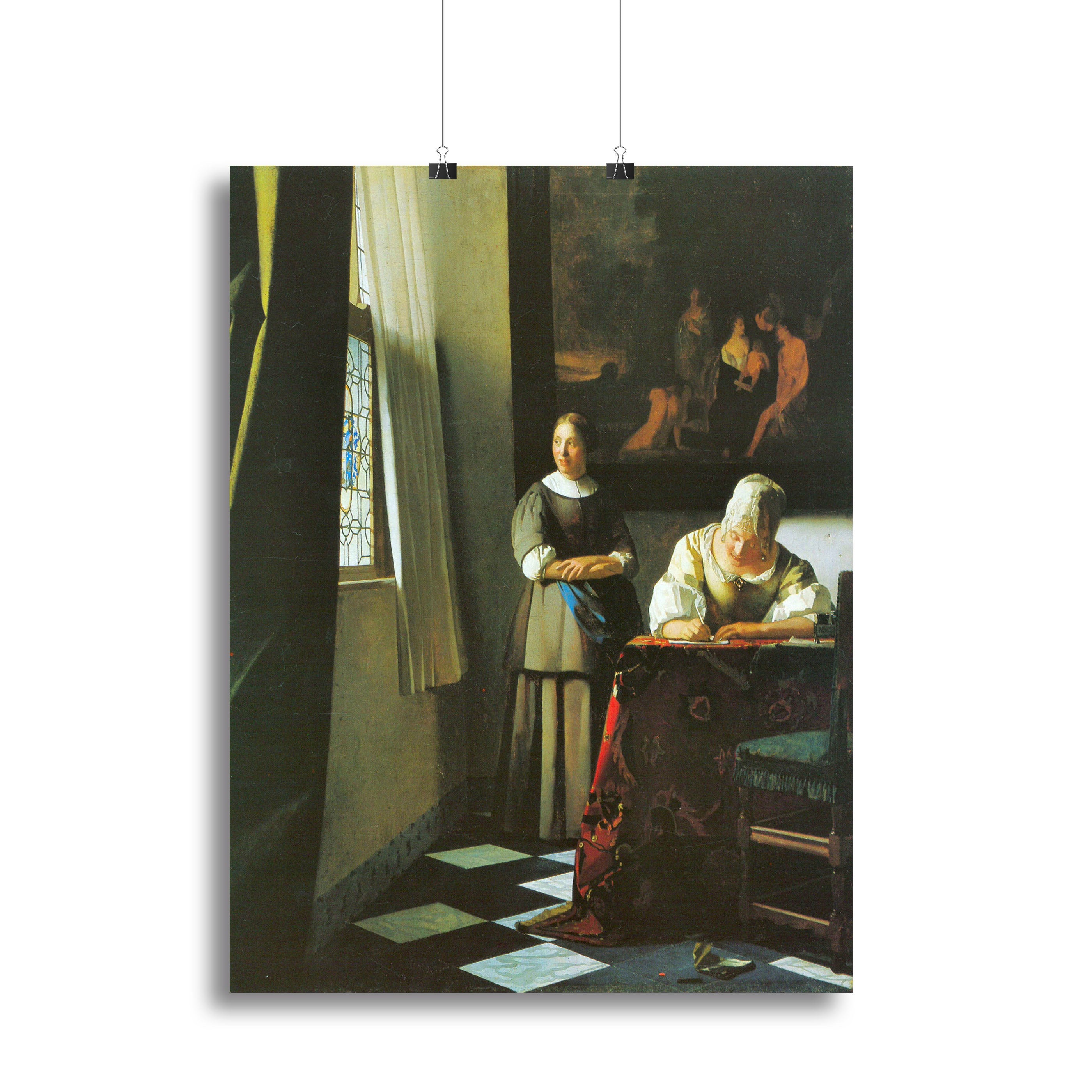 Woman with messenger by Vermeer Poster - Unframed