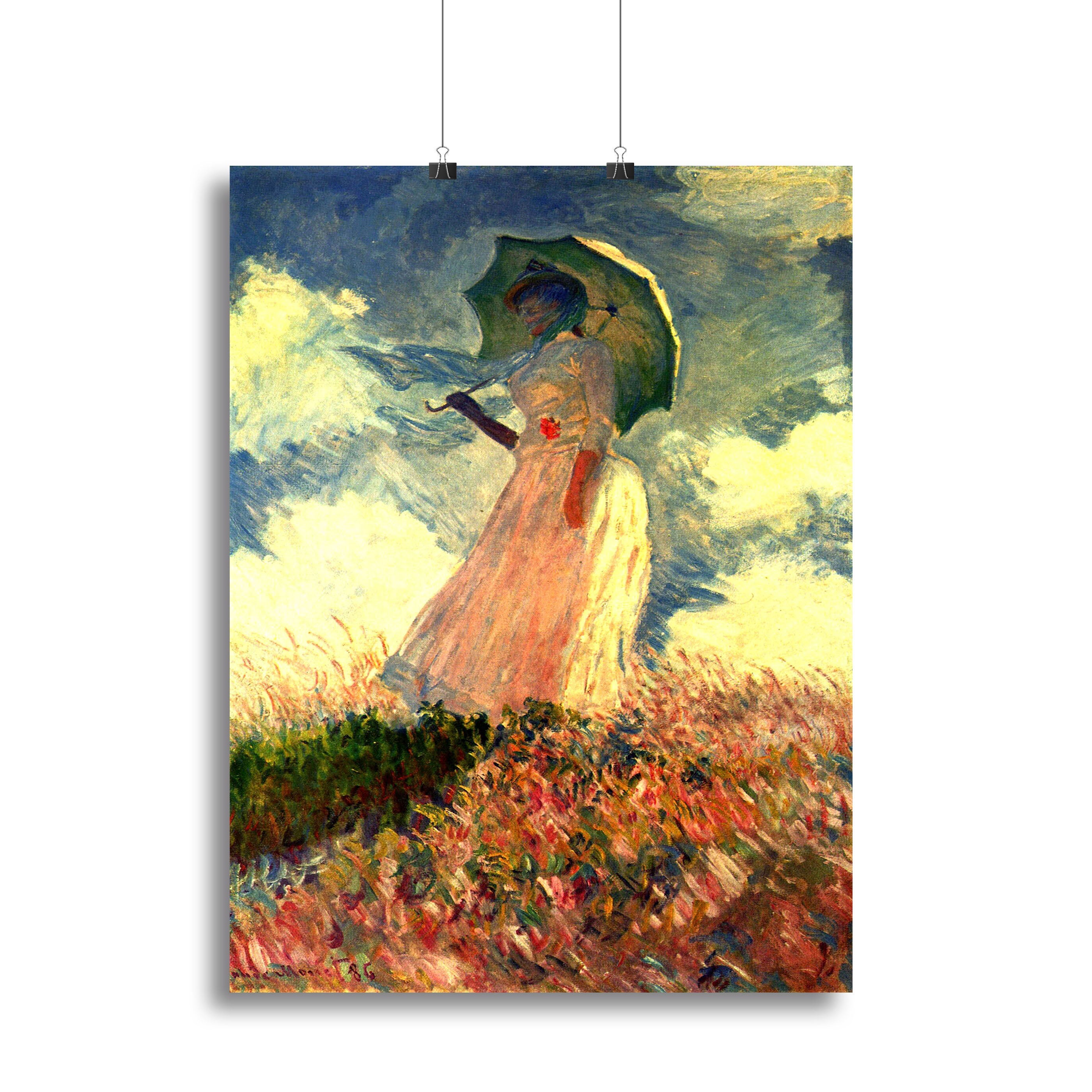 Woman with sunshade by Monet Poster - Unframed