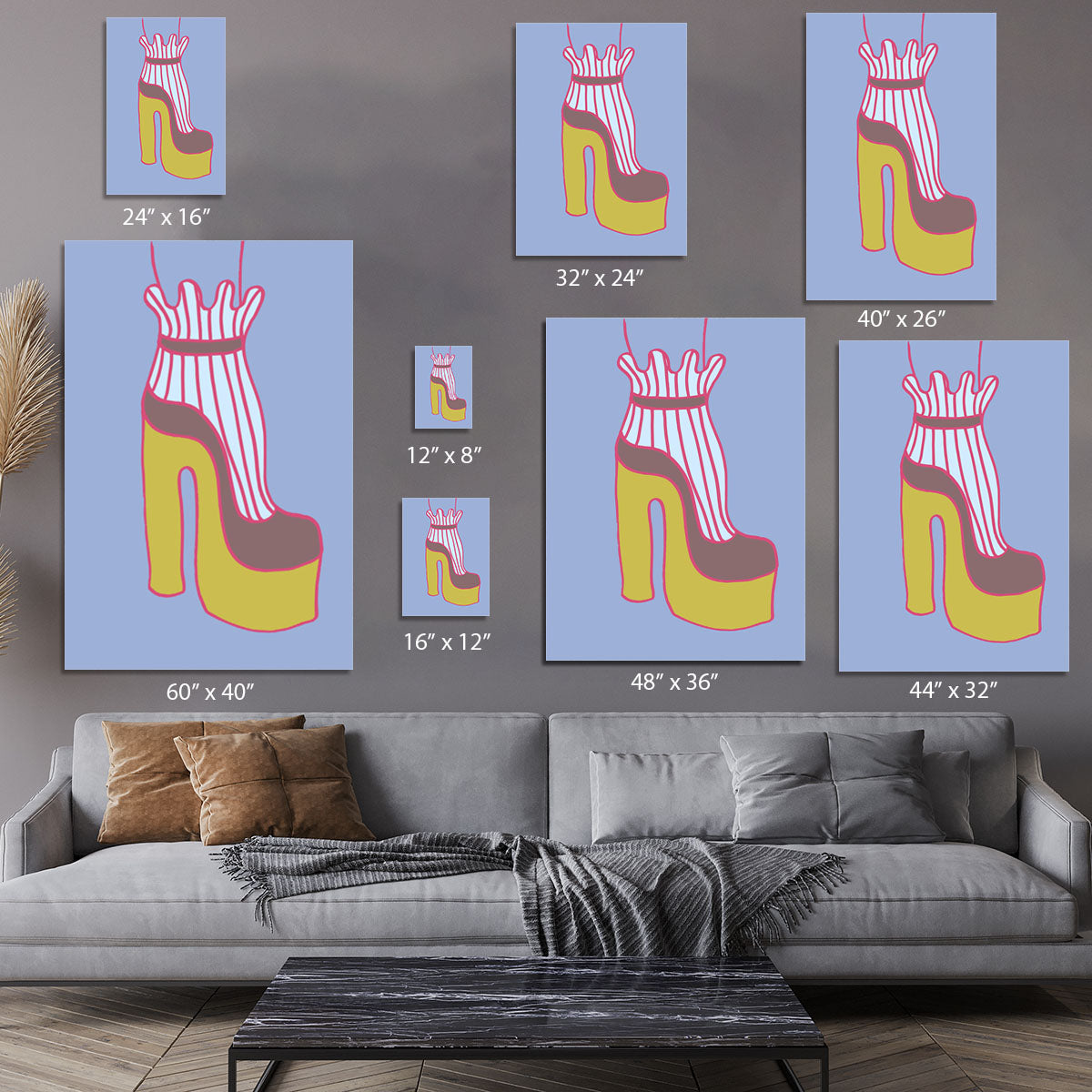 Yellow Heel Blue Canvas Print or Poster - 1x - 7