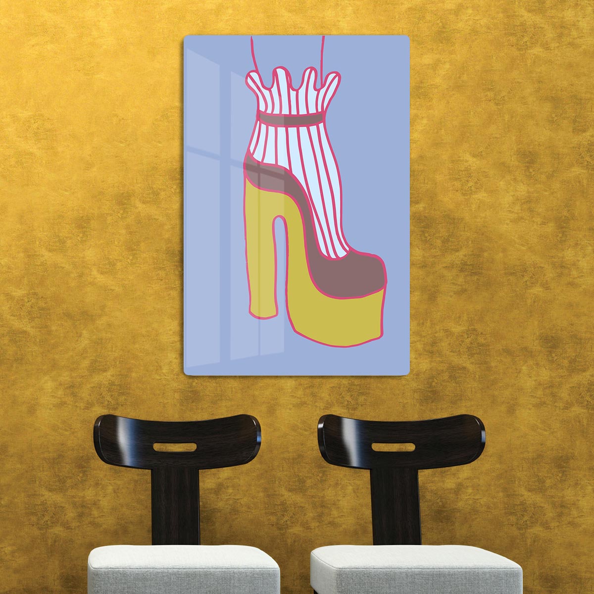 Yellow Heel Blue Acrylic Block - 1x - 2
