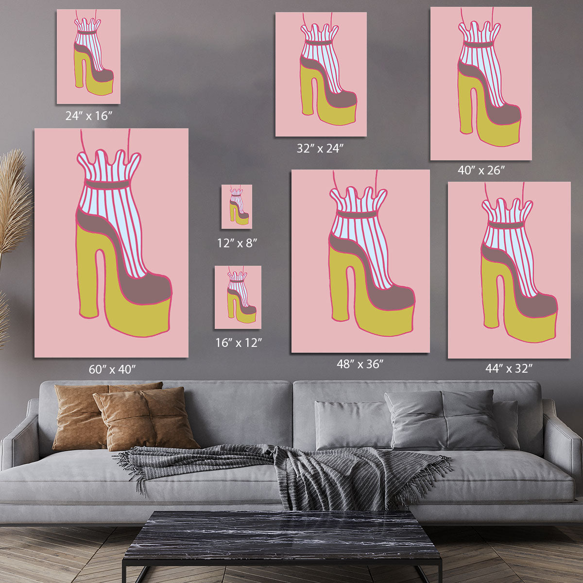 Yellow Heel Red Canvas Print or Poster - 1x - 7
