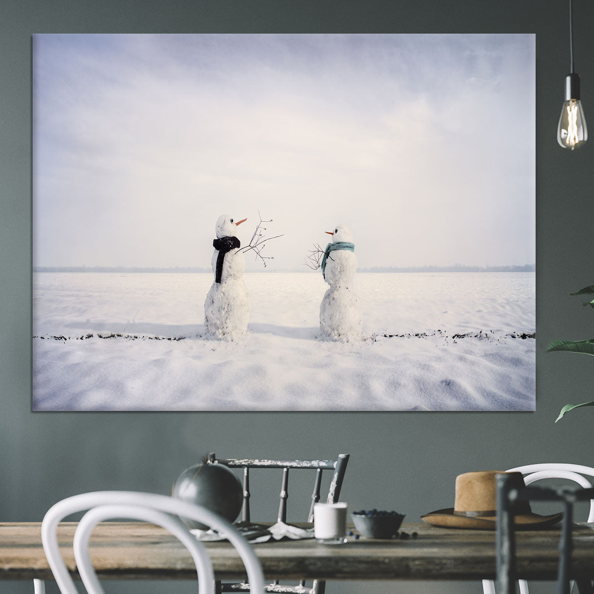 You and I Snowmen Canvas Print or Poster - 1x - 3