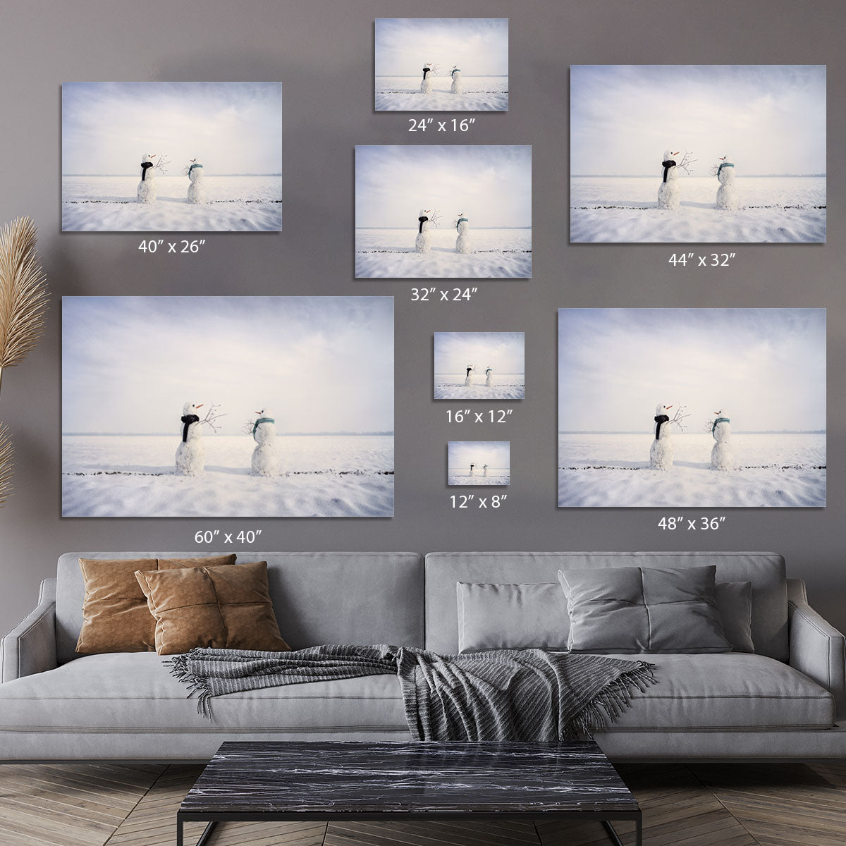 You and I Snowmen Canvas Print or Poster - 1x - 7