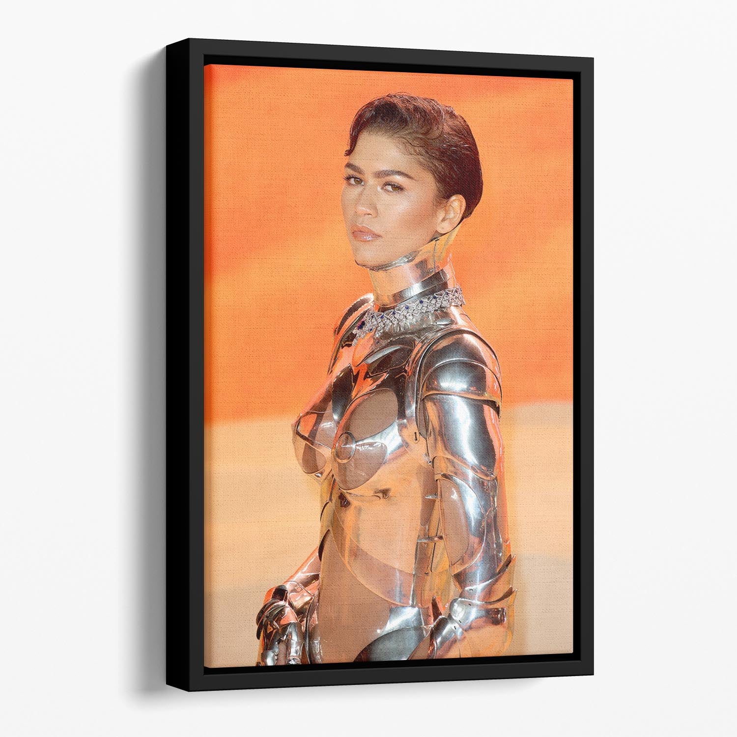 Zendaya at the premiere of Dune part two close up Floating Framed Canvas - Canvas Art Rocks - 1