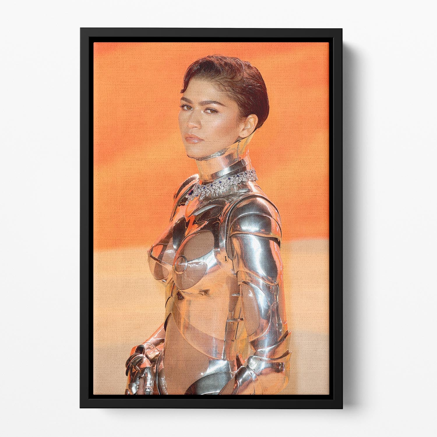 Zendaya at the premiere of Dune part two close up Floating Framed Canvas - Canvas Art Rocks - 2