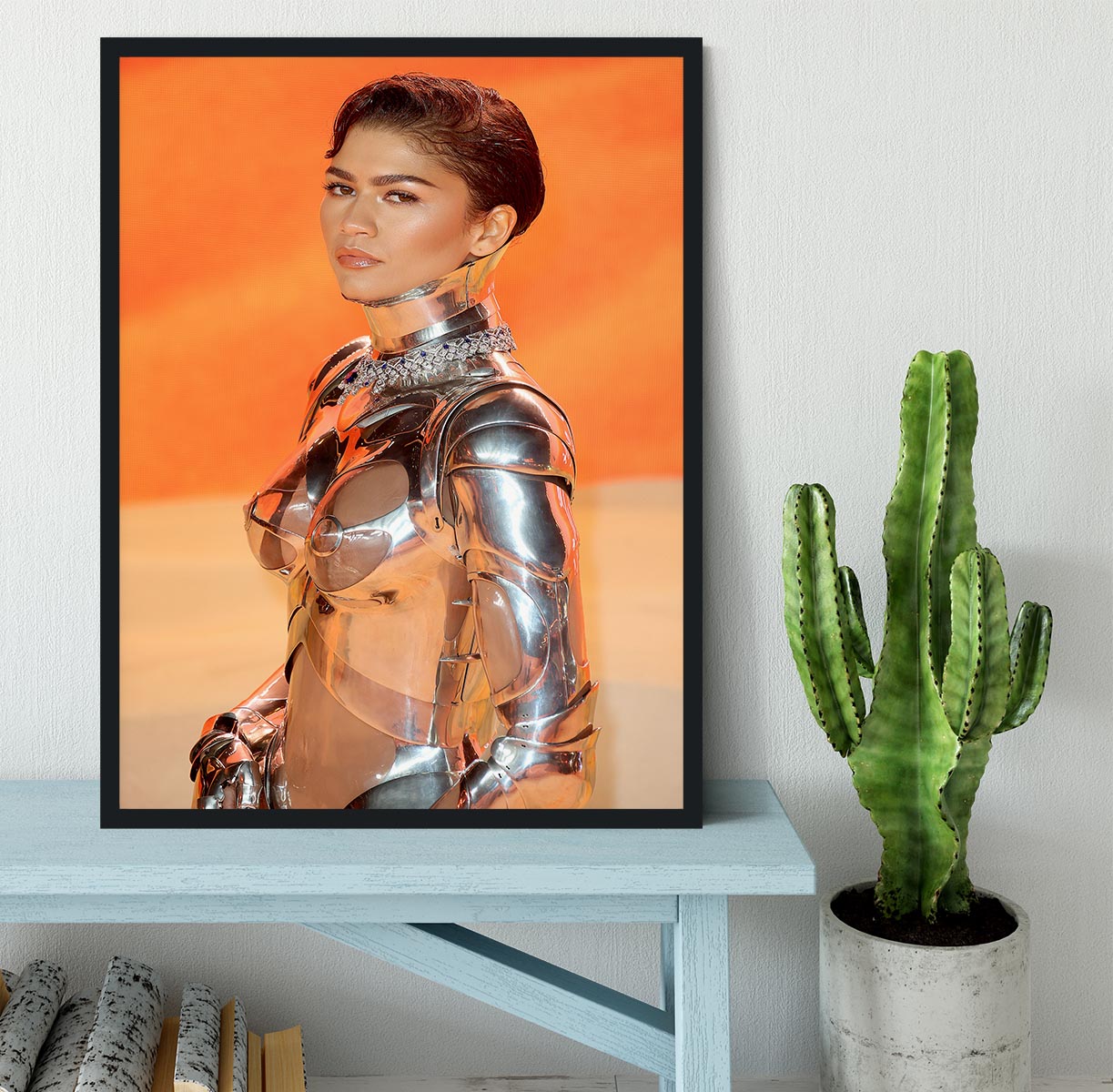 Zendaya at the premiere of Dune part two close up Framed Print - Canvas Art Rocks - 2