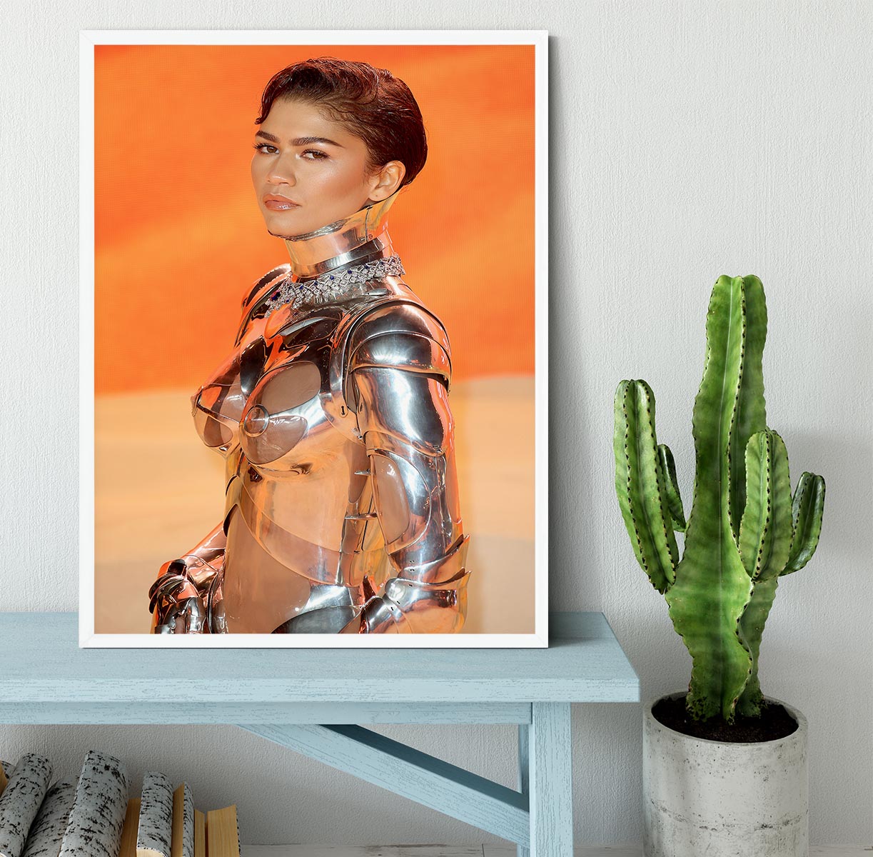 Zendaya at the premiere of Dune part two close up Framed Print - Canvas Art Rocks -6