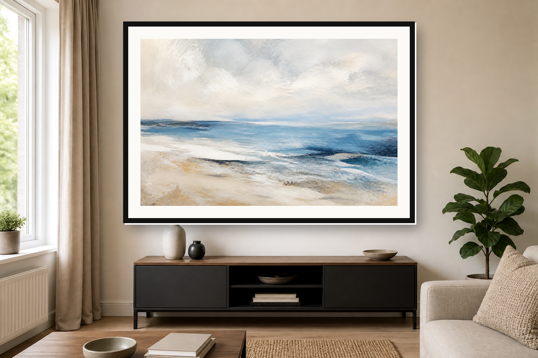 Abstract Coastal Horizon Blue Sand Framed Print or Poster