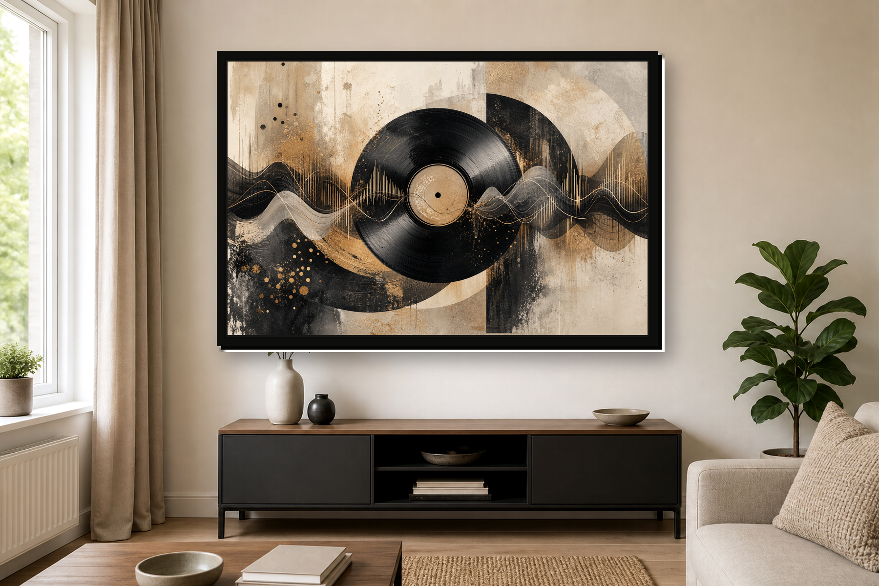 Abstract Vinyl Soundwave Floating Framed Canvas