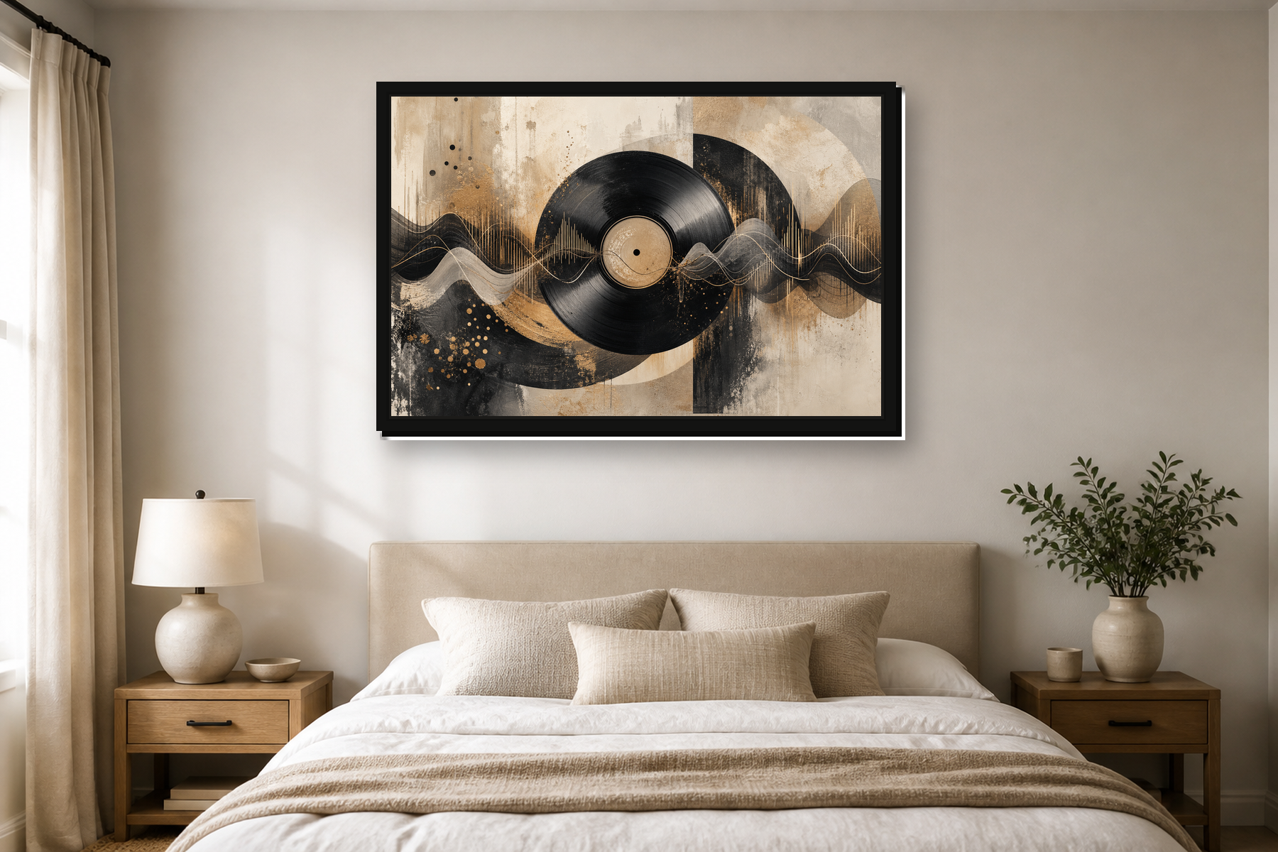 Abstract Vinyl Soundwave Floating Framed Canvas
